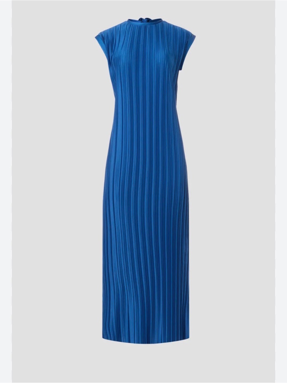 Sleeveless Blue Pleated Midi Dress